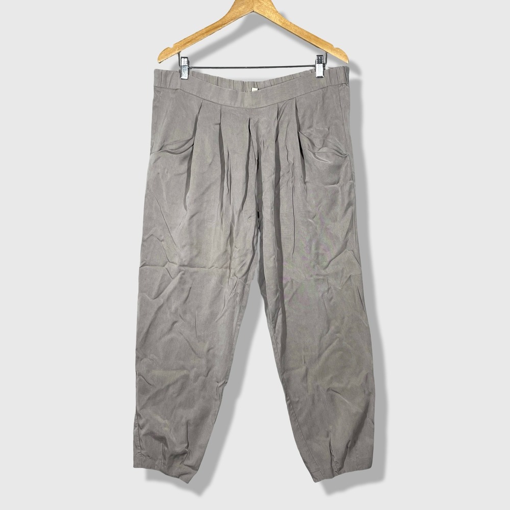 Eileen Fisher Tencel Pleated Tapered Pants Womens Medium Brown Lagenlook Casual